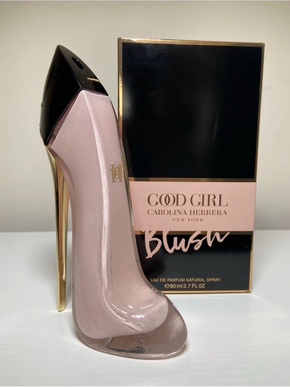 Carolina Herrera Stiletto Bottle Perfume in Blush Pink with Gold Heel